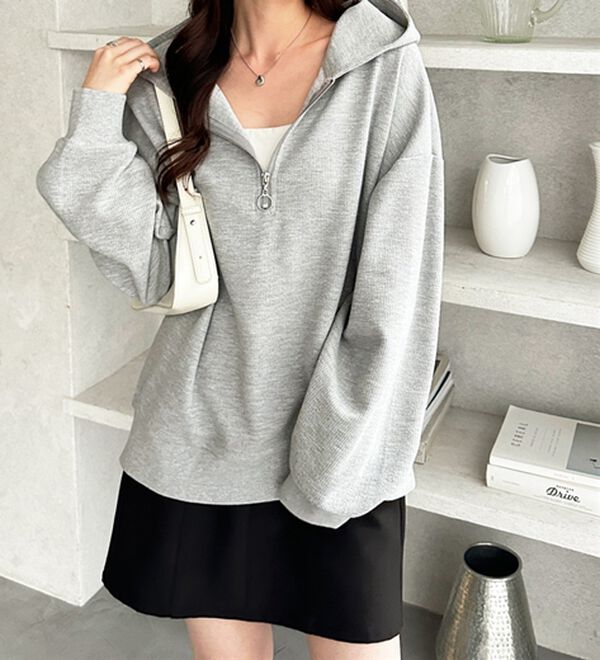 GeeRA（ジーラ）の「ハーフジップワッフルパーカー（パーカー）」｜詳細画像