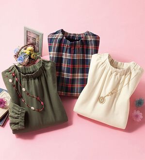 ルフラン（ルフラン）の「【３色組】ゆるっとラク。裏フリースブラウス（ブラウス）」｜詳細画像