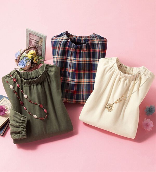 ルフラン（ルフラン）の「【３色組】ゆるっとラク。裏フリースブラウス（ブラウス）」｜詳細画像