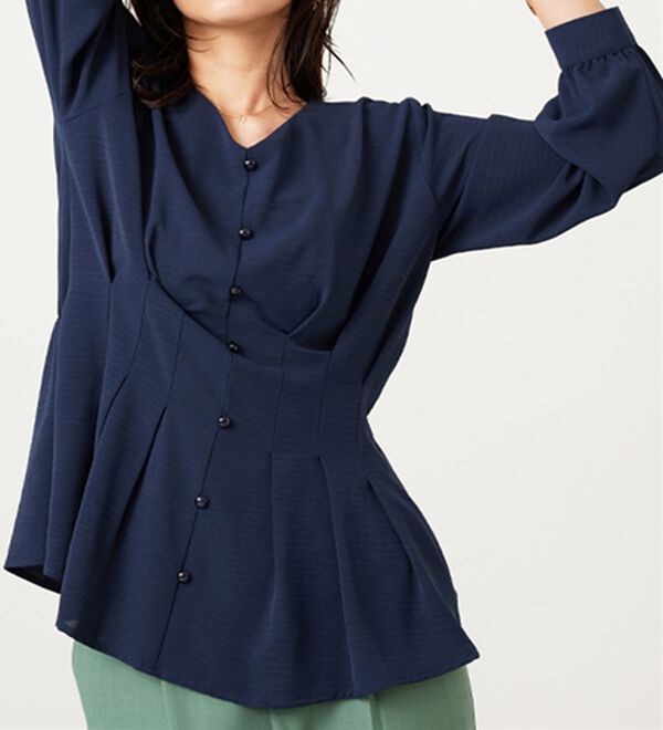 BELLUNA（ベルーナ）の「【接触冷感/UV対策】機能付！ウエストタックブラウス（ブラウス）」｜詳細画像