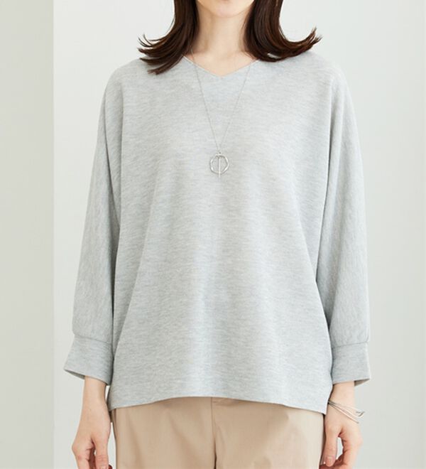 BELLUNA（ベルーナ）の「【2点セット】ネックレス付ラメ調ドルマンプルオーバー（カットソー）」｜詳細画像