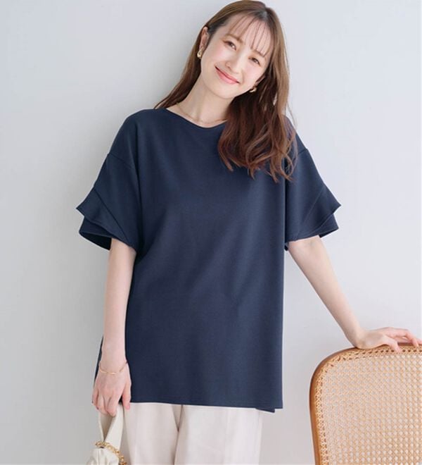 alotta（アロッタ）の「【４つの機能付】ひんやりフリル袖Ｔシャツチュニック（チュニック）」｜詳細画像