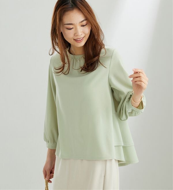 BELLUNA（ベルーナ）の「【再入荷】ボリューム袖美人顔バックフレアーＴブラウス（ブラウス）」｜詳細画像