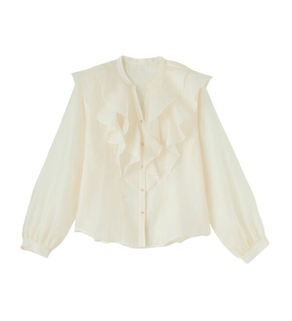 RANAN（ラナン）の「ラッフルフリルシアーキーネックブラウス（ブラウス）」｜詳細画像