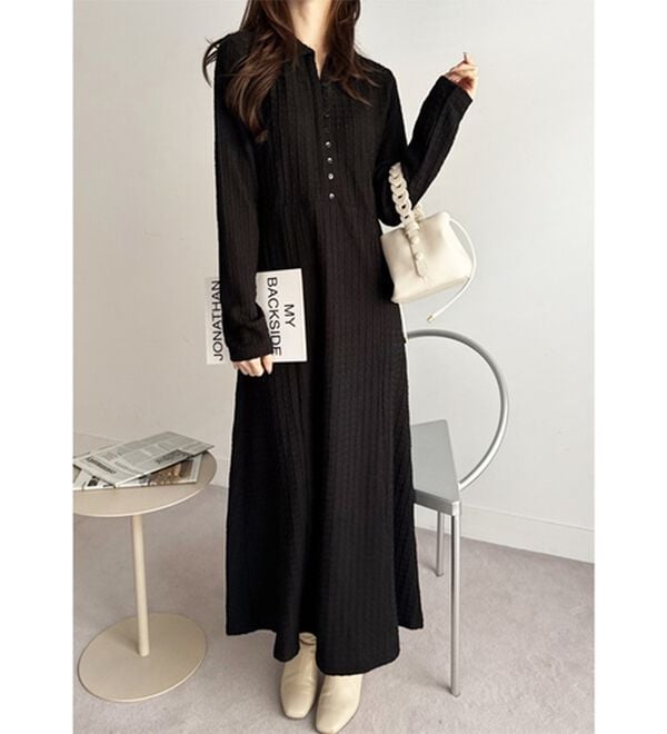 GeeRA（ジーラ）の「ポロ衿表面感素材マーメイドワンピース（カットソーワンピース）」｜詳細画像