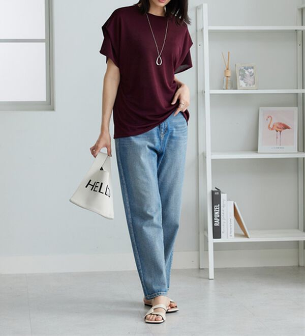 BELLUNA（ベルーナ）の「【2点セット】ネックレス付シャイニーかのこプルオーバー（カットソー）」｜詳細画像