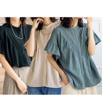 ルフラン（ルフラン）の「【３色組】フリル袖のダブルガーゼブラウス（ブラウス）」