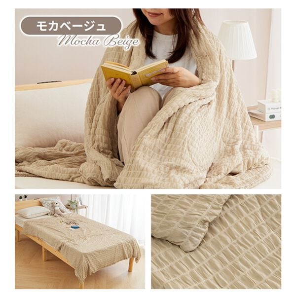 iellio（イエリオ）の「【８日間限定価格】とろける冷感くしゅくしゅケット＜わた入・ふんわり・洗える・ひんやりケット・接触冷感・肌掛け布団＞（肌掛布団・タオルケット）」｜詳細画像