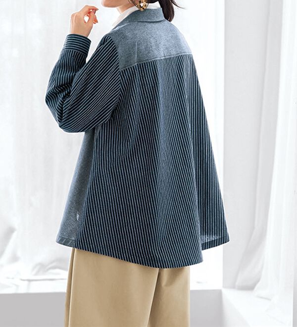 BELLUNA（ベルーナ）の「ナチュラルクールなデニム調切替ジャケット（シャツ）」｜詳細画像