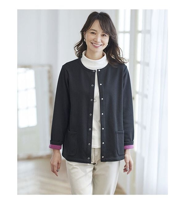 BELLUNA（ベルーナ）の「パチパチしにくい！静電気防止裏フリース配色カーディガン（その他カーディガン）」｜詳細画像