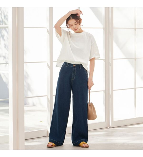 Viola e Viola（ヴィオラ エ ヴィオラ）の「【接触冷感】綿１００％プチハイ５分袖Ｔシャツ　さらひやりコットン（Tシャツ）」｜詳細画像