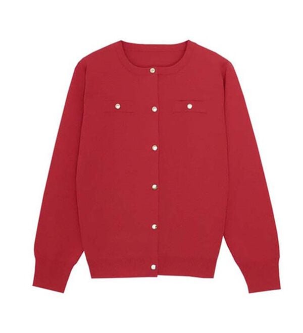 Pierrot（ピエロ）の「上品見えスポンジニットゴールドボタンカーディガン（ニットカーディガン）」｜詳細画像