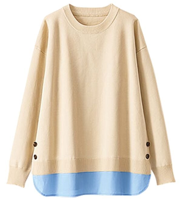 BELLUNA（ベルーナ）の「裾ボタン重ね着風ニットプルオーバー（ニット・セーター）」｜詳細画像