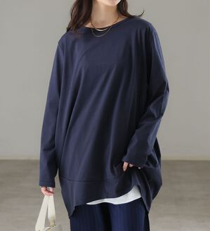 A HAPPY MARILYN（アハッピーマリリン）の「【Ｍ～８Ｌ】選べる袖！コク－ンシルエットチュニック（チュニック）」｜ネイビー