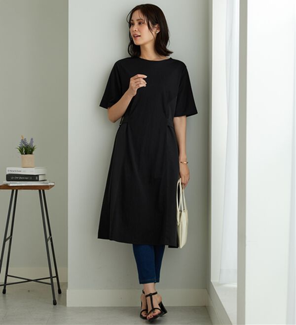 BELLUNA（ベルーナ）の「サイドバックル異素材切替ワンピース（その他ワンピース）」｜詳細画像