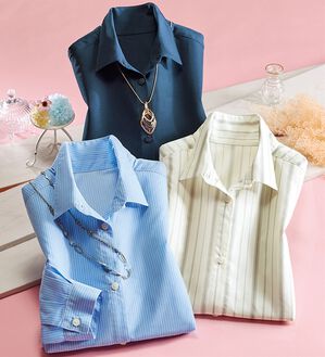 ルフラン（ルフラン）の「【３色組】機能付♪袖デザインシャツ（ブラウス）」｜詳細画像