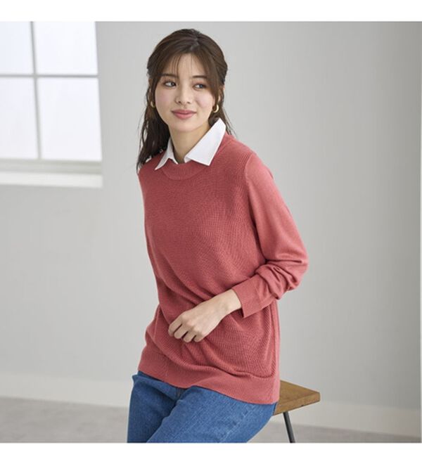 BELLUNA（ベルーナ）の「重ね衿付！細見えニットプルオーバー（ニット・セーター）」｜詳細画像