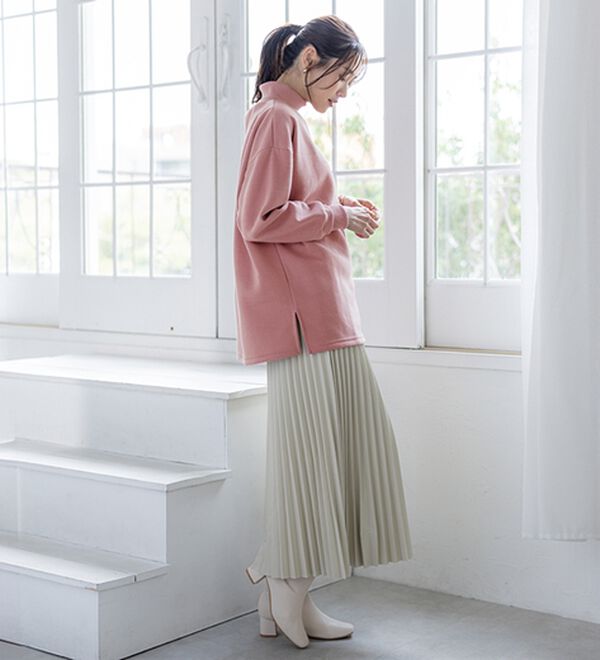 BELLUNA（ベルーナ）の「リブ使いがかわいい裏起毛トレーナー（チュニック）」｜詳細画像