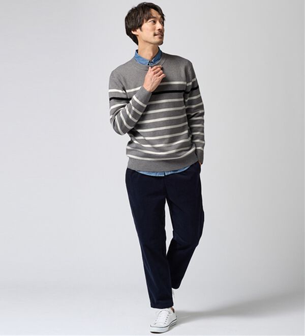 REMEN'S（リメンズ）の「【洗える】やわらかタッチボーダークルーネックセーター（メンズニット・セーター）」｜詳細画像