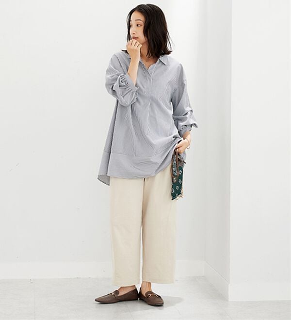 BELLUNA（ベルーナ）の「麻調素材袖タックデザインシャツチュニック（チュニック）」｜詳細画像