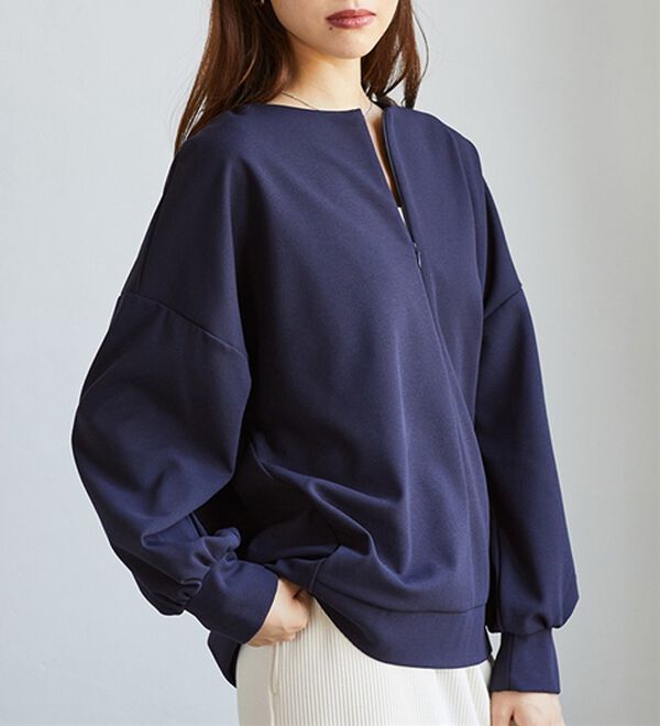 RANAN（ラナン）の「ハーフジップコクーン長袖チュニック（カットソー）」｜詳細画像