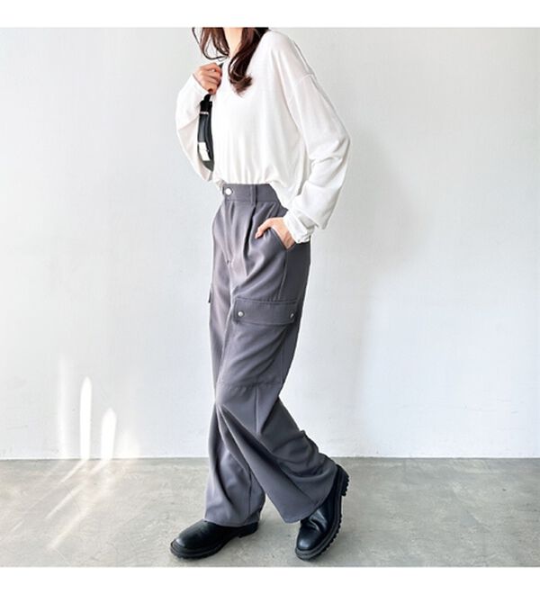GeeRA（ジーラ）の「タックワイドストレートカーゴパンツ（フルレングスパンツ）」｜詳細画像