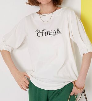 BELLUNA（ベルーナ）の「汗ジミ対策！袖タック使いロゴプルオーバー（カットソー）」｜オフ白