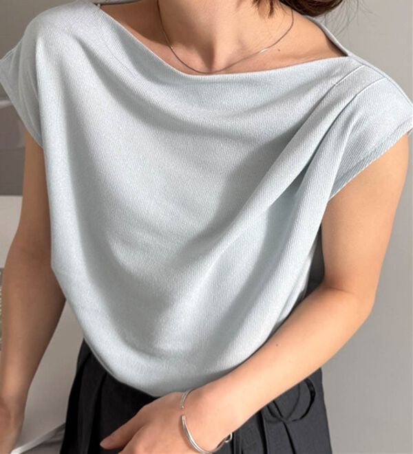 RANAN（ラナン）の「【ひんやり・ＵＶ】タックドレープフレンチスリーブカットソー（Tシャツ）」｜詳細画像