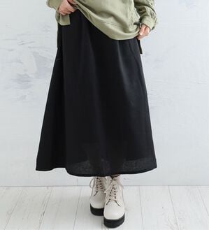 A HAPPY MARILYN（アハッピーマリリン）の「【大きいサイズ】【ＬＬ～８Ｌ】フランネルフレアチェックスカート（ロングスカート）」｜ブラック無地