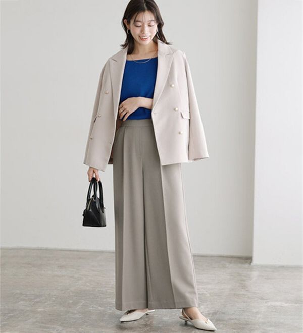 Pierrot（ピエロ）の「【選べる丈】楽ちんきれい高見えワイドパンツ（ワイドパンツ・ガウチョ）」｜詳細画像