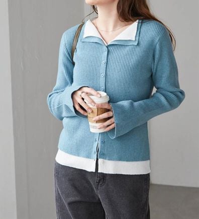 RANAN（ラナン）の「レイヤード配色ニットカーディガン（ニットカーディガン）」
