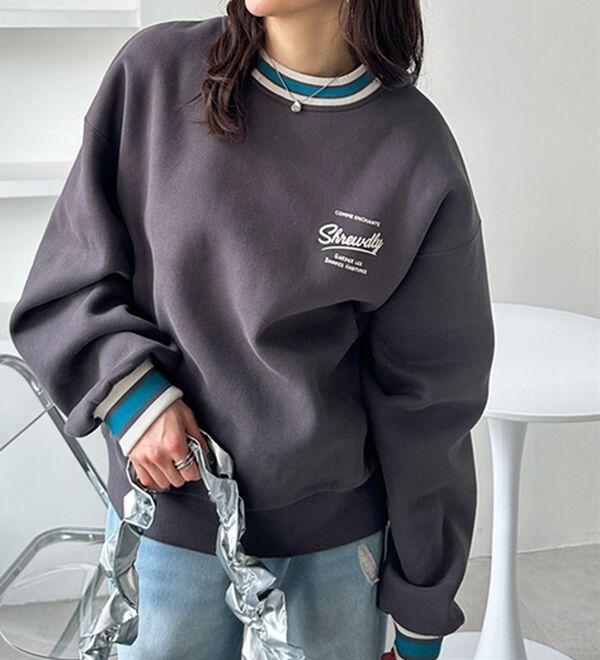 GeeRA（ジーラ）の「ラインリブエンブロイダリー裏起毛スウェット（カットソー）」｜詳細画像