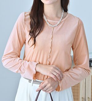 alotta（アロッタ）の「フロッキーベロアTシャツ（カットソー）」｜ピンク