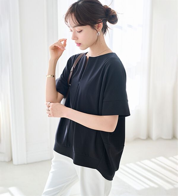 RANAN（ラナン）の「【4つの機能付】ひんやりハーフジップコクーンチュニック（チュニック）」｜詳細画像