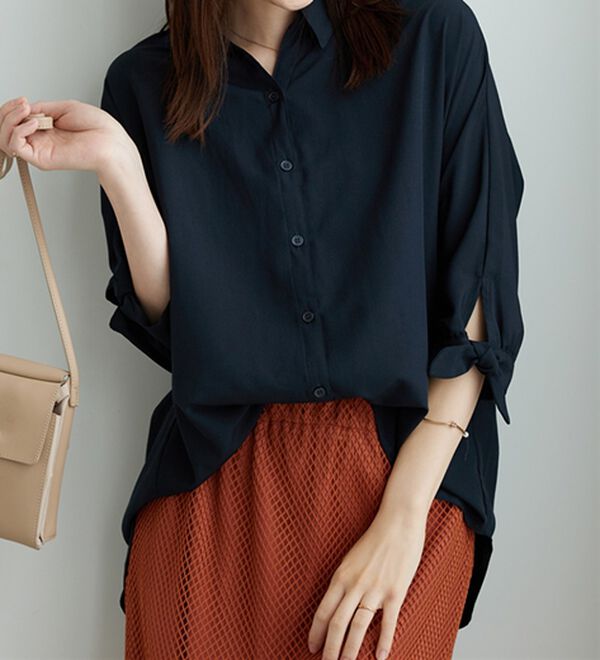 BELLUNA（ベルーナ）の「イージーケア！袖リボンシャツチュニック（チュニック）」｜詳細画像