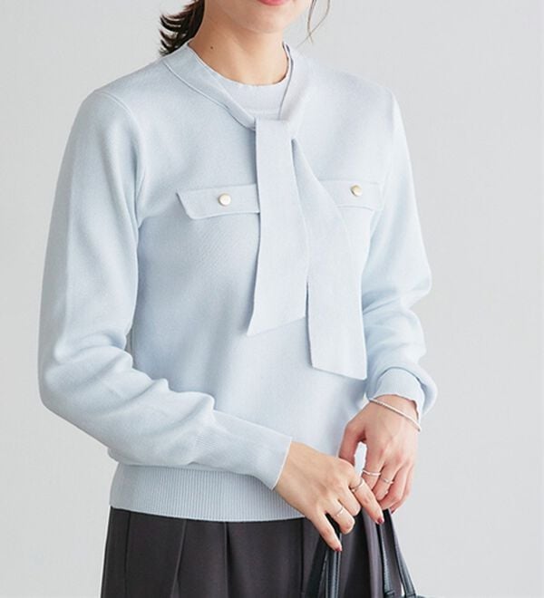 Pierrot（ピエロ）の「ボウタイポケットニット（ニット・セーター）」｜詳細画像