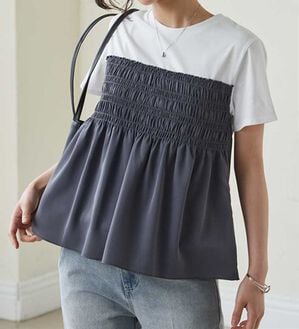 RANAN（ラナン）の「ひんやり！ビスチェ重ね着風Ｔシャツ（カットソー）」｜ホワイト／グレー