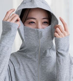 BELLUNA（ベルーナ）の「【接触冷感】絶対に焼けたくない！後プリーツＵＶパーカー（パーカー）」｜杢グレー