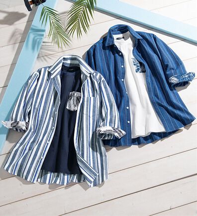 「ひんやり綿麻即戦力アンサンブルセット（メンズシャツ）」