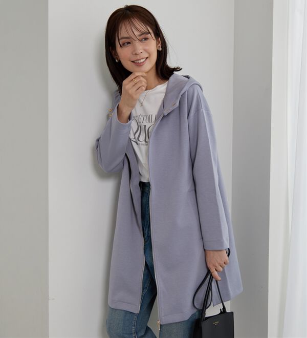 衿デザインロング丈パーカー - ベルーナ【公式】