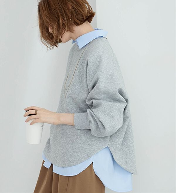 BELLUNA（ベルーナ）の「なめらかタッチ！もっちりん裾ラウンド短丈プルオーバー（カットソー）」｜詳細画像