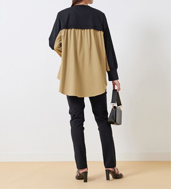 BELLUNA（ベルーナ）の「【Ｌａｇｒｉｌｕａ】異素材切替バックフレアー配色カーディガン（その他カーディガン）」｜詳細画像