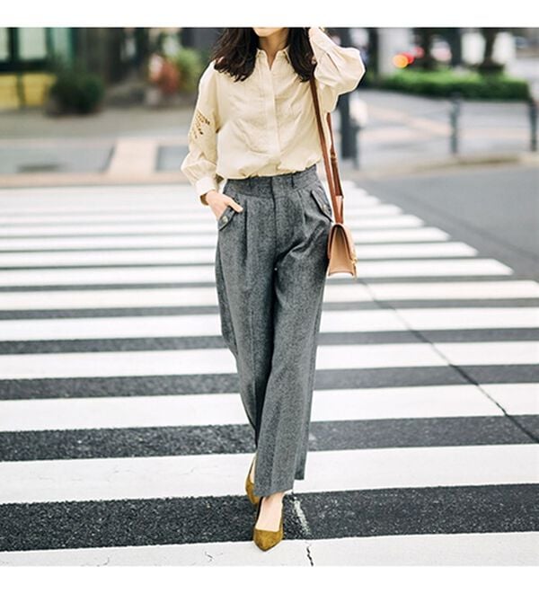 RANAN（ラナン）の「ボタンデザインハイウエストワイドパンツ（フルレングスパンツ）」｜詳細画像