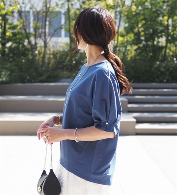 BELLUNA（ベルーナ）の「【接触冷感】涼感素材袖パールデザインプルオーバー（カットソー）」｜詳細画像