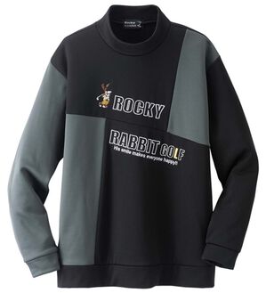 「＜ロッキーラビット＞ロゴデザイントレーナー（メンズトレーナー）」｜ブラック