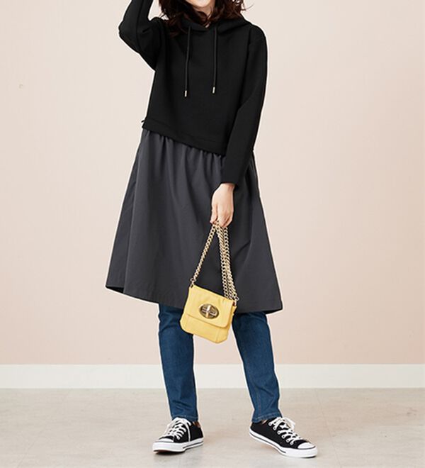 BELLUNA（ベルーナ）の「異素材切替ドロスト使いワンピース（その他ワンピース）」｜詳細画像