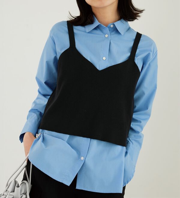 BELLUNA（ベルーナ）の「ニットビスチェ&times;シャツアンサンブル（アンサンブル）」｜詳細画像
