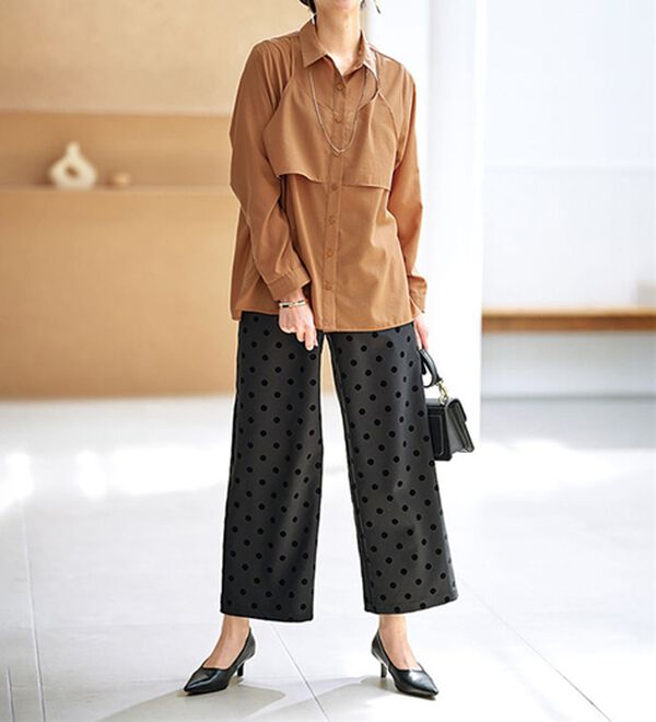 BELLUNA（ベルーナ）の「ビンテージ調素材レイヤード風チュニック（シャツ）」｜詳細画像