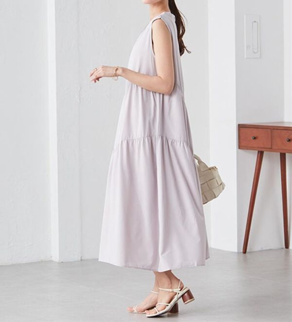 RANAN（ラナン）の「ひんやり裏地付！ななめティアードワンピ（その他ワンピース）」｜詳細画像