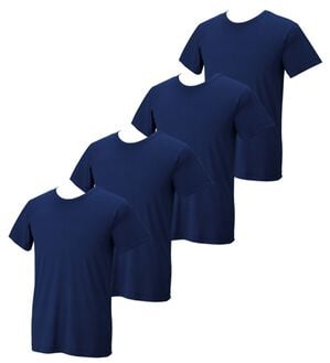 「【４枚組】氷撃冷感（Ｒ）ヒエサラインナー（メンズ肌着・インナーウェア）」｜ネイビー4枚組 半袖丸首